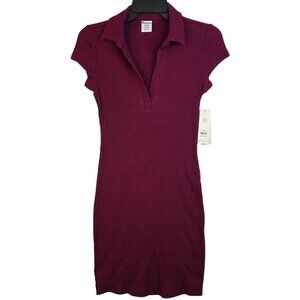 No Boundaries Juniors Y2K Large 12-14 Ribbed Polo Dress Short Sleeve Stretch New